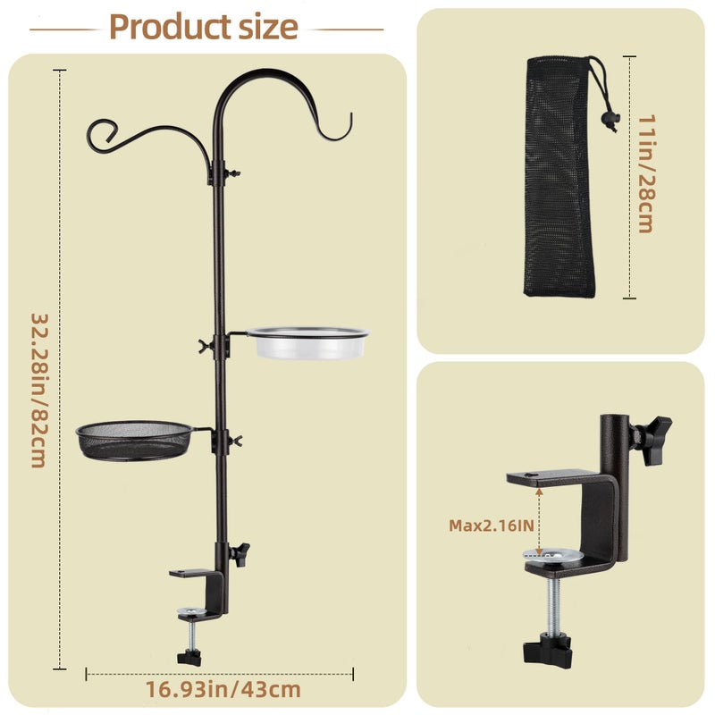 ERYTLLY Deck Hook Bird Feeder Pole Bird Feeder Porch Multi Hook Bird Feeding Station Kit Multi Feeder Hanging Kit Premium Bird Bath for Attracting Wild Birds Bird Feeder Planter Hanger - Image 3